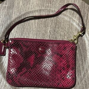 COACH Women's Python Leather Wristlet F50162 Raspberry
